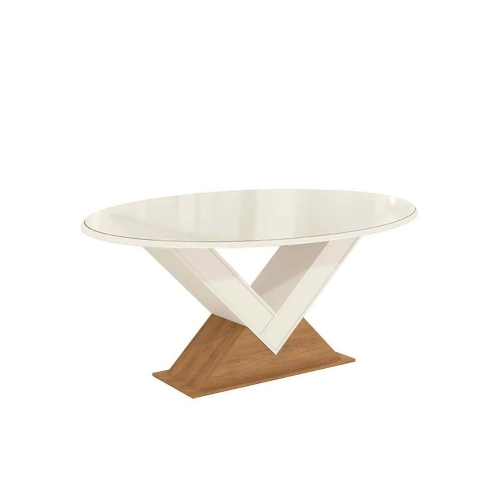 Mesa Cozinha Amora Madeirada/Vidro 180cm Freijo Kappesberg