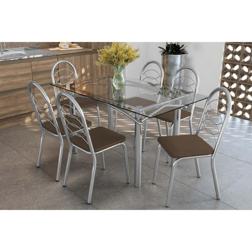 Mesa Jantar Elba 150 + 6 Cad Holanda Cromado Kappesberg