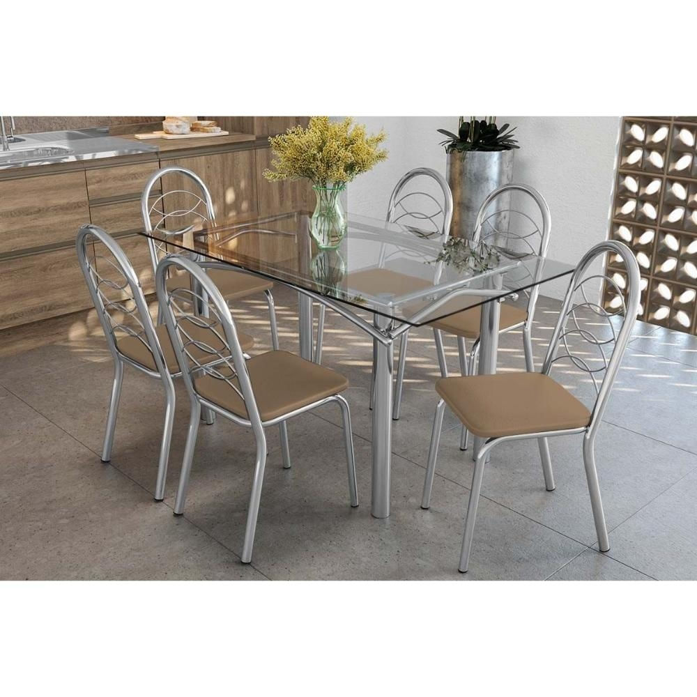 Mesa Sala Elba 150 + 6 Cad Holanda Cromado Kappesberg