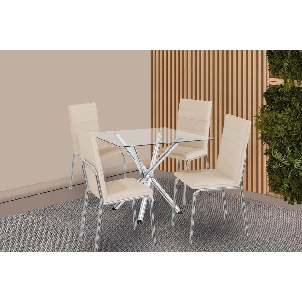 Mesa Jantar Volga 90 + 4 Cad Amsterdã Cromado Kappesberg