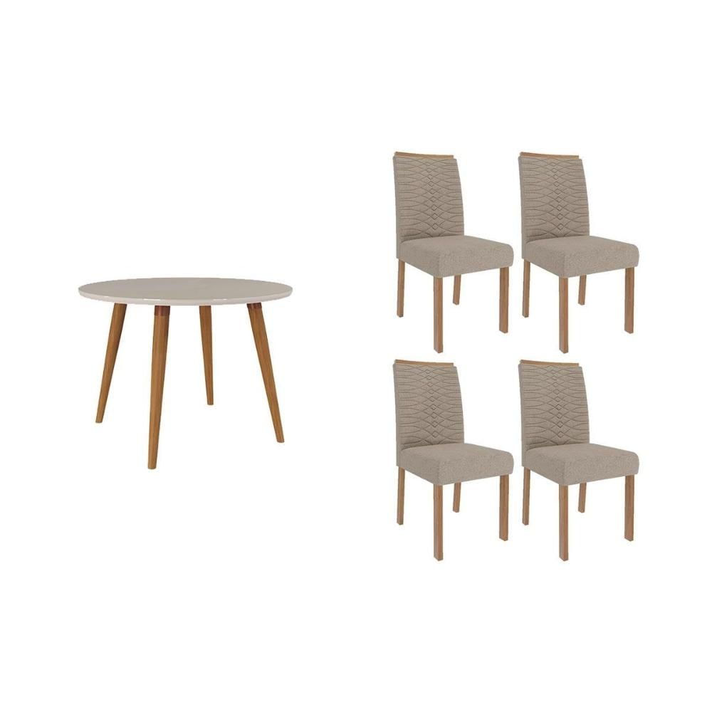 Mesa Sala Dani 109 + 4 Cad Clarice Madeirado/Bege Cimol