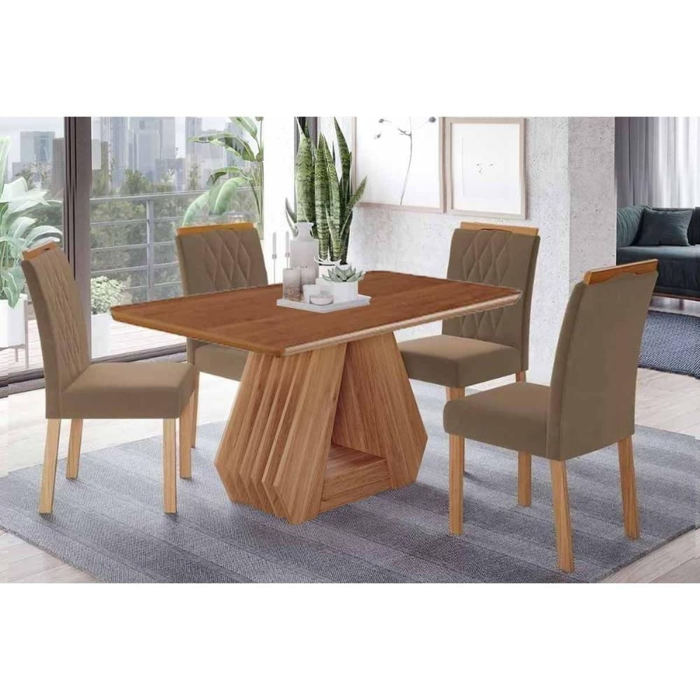 Mesa Sala Ágata 130 + 4 Cad Juliana Cinamomo Cimol