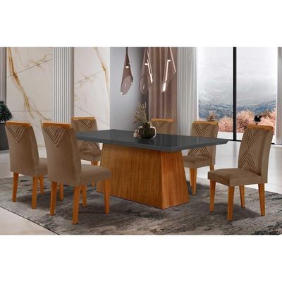 Sala Jantar Mesa Luna + 6 Cad Amsterdã Capuccino Rufato