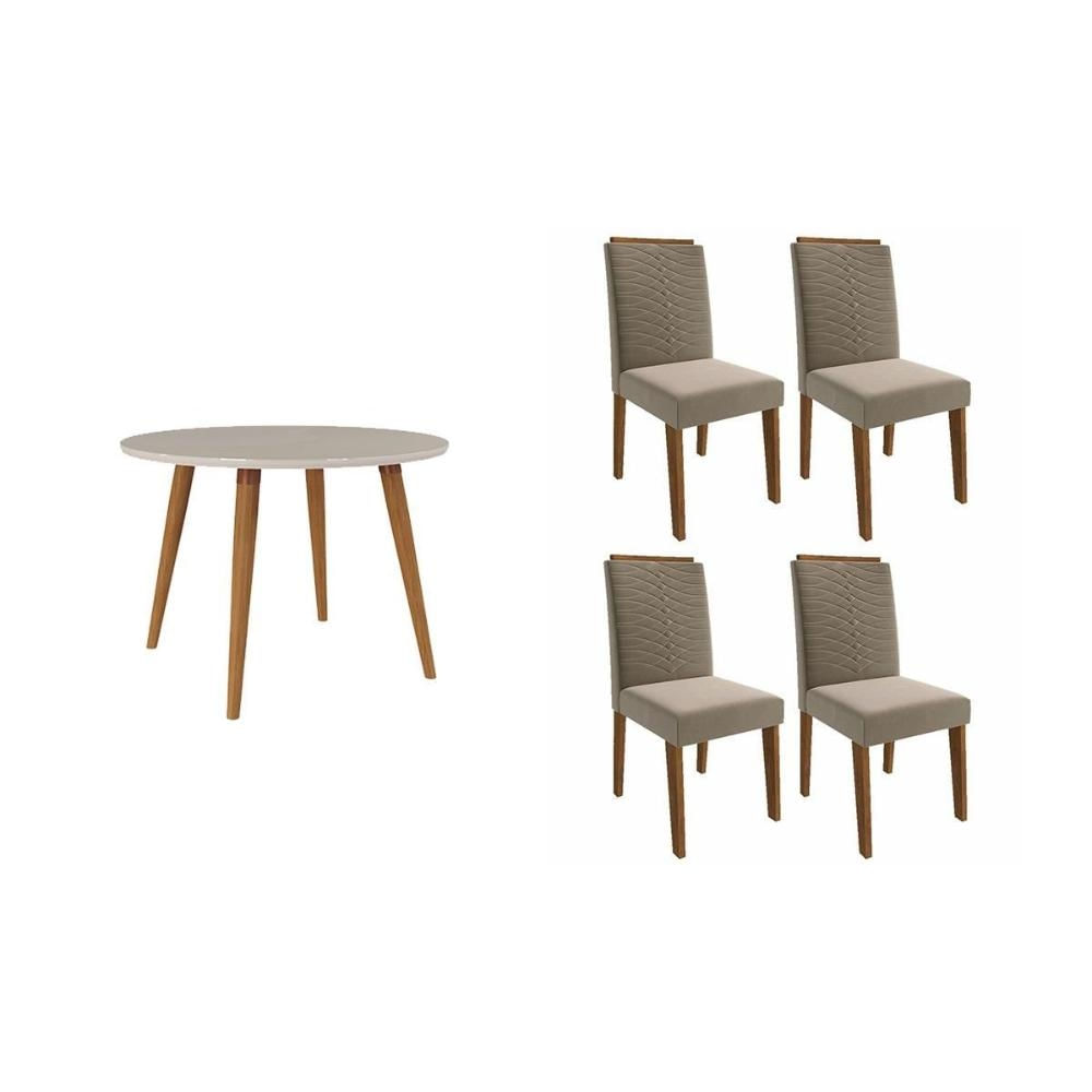 Mesa Sala Dani 109 + 4 Cad Clarice Nature/Choco Cimol