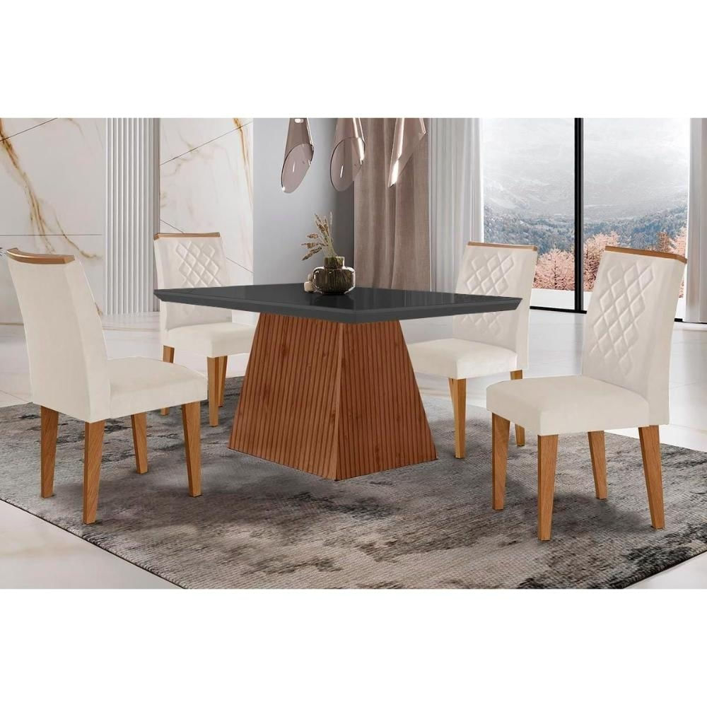 Mesa Cozinha Luna 120 + 4 Cad Jade Capuccino Rufato