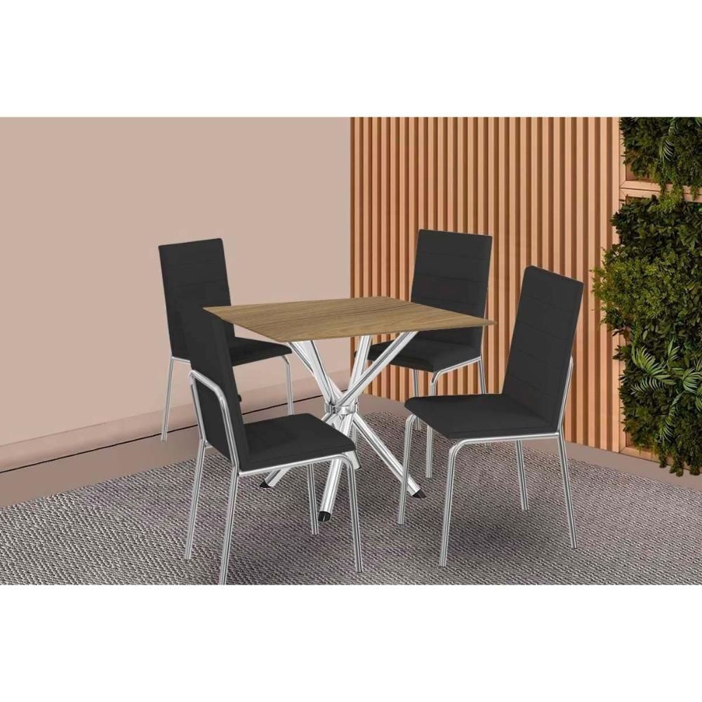 Mesa Sala Volga 90 + 4 Cad Amsterdã Cromado Kappesberg