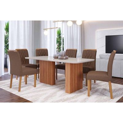 Mesa Cozinha Ester 180 + 6 Cad Juliana Cinamomo Cimol