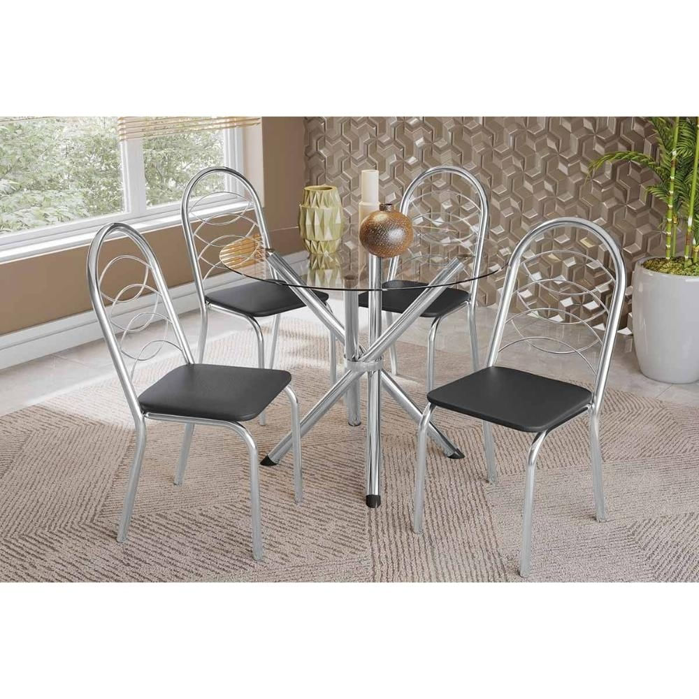 Mesa Sala Volga 95 + 4 Cad Holanda Cromado Kappesberg