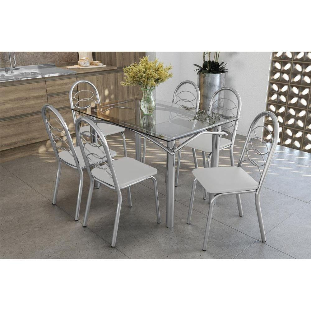 Mesa Sala Elba 120 + 6 Cad Holanda Cromado Kappesberg