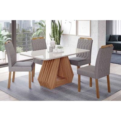 Mesa Cozinha Ágata 130 + 4 Cad Paola Cinamomo Cimol