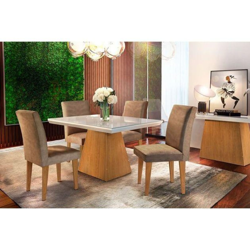 Sala Jantar Mesa Luna + 4 Cad Grécia Capuccino Rufato