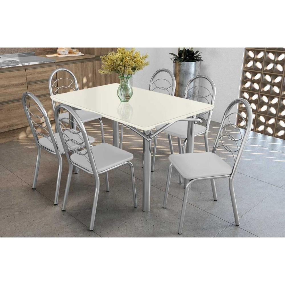 Mesa Sala Elba 120 + 6 Cad Holanda Cromado Kappesberg