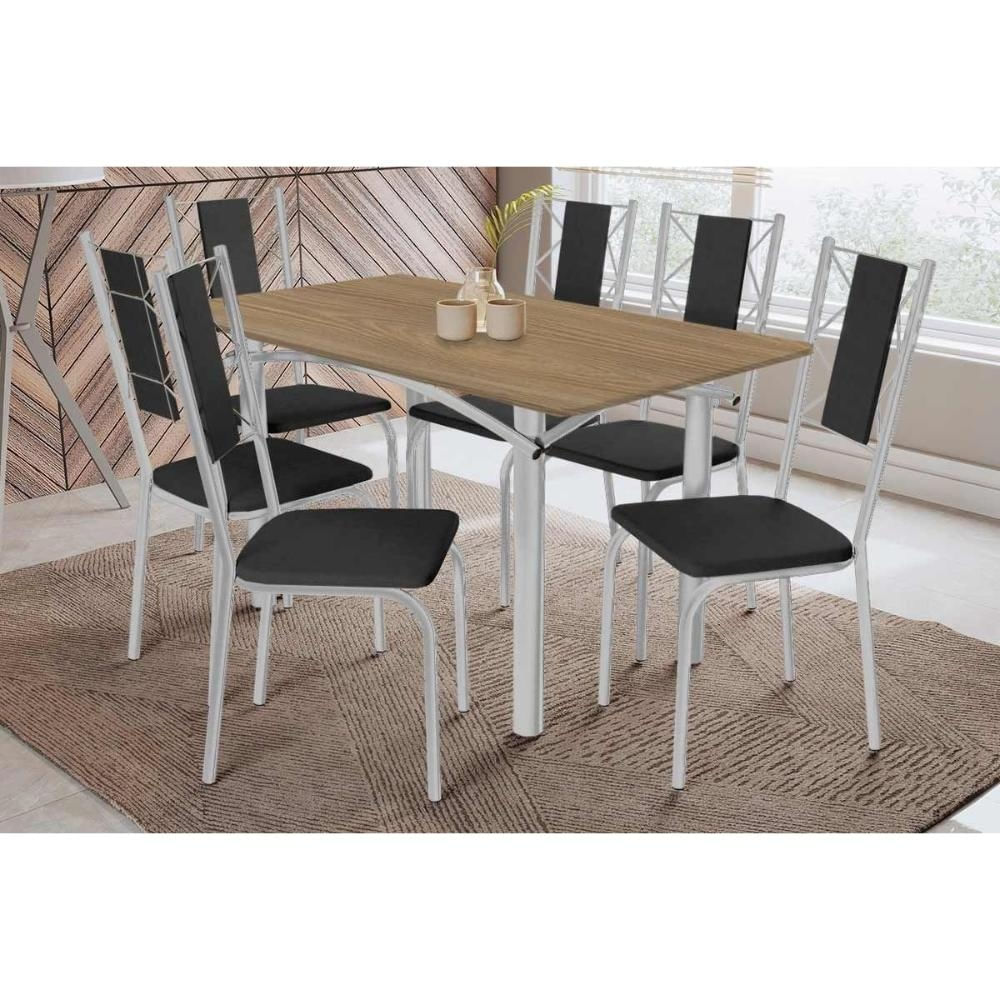 Mesa Sala Elba 160 + 6 Cad Lisboa Cromado Kappesberg