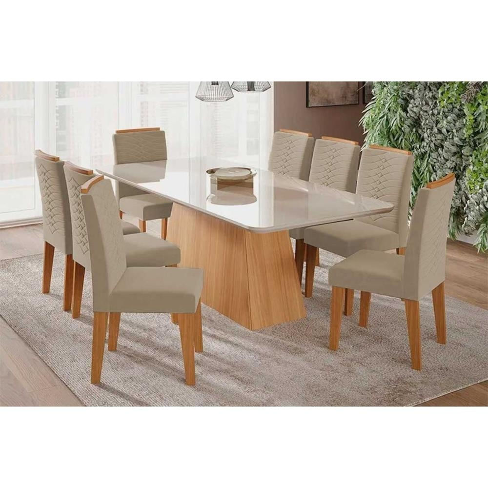 Mesa Sala Helena 210 + 8 Cad Clarice Cinamomo/Bege Cimol