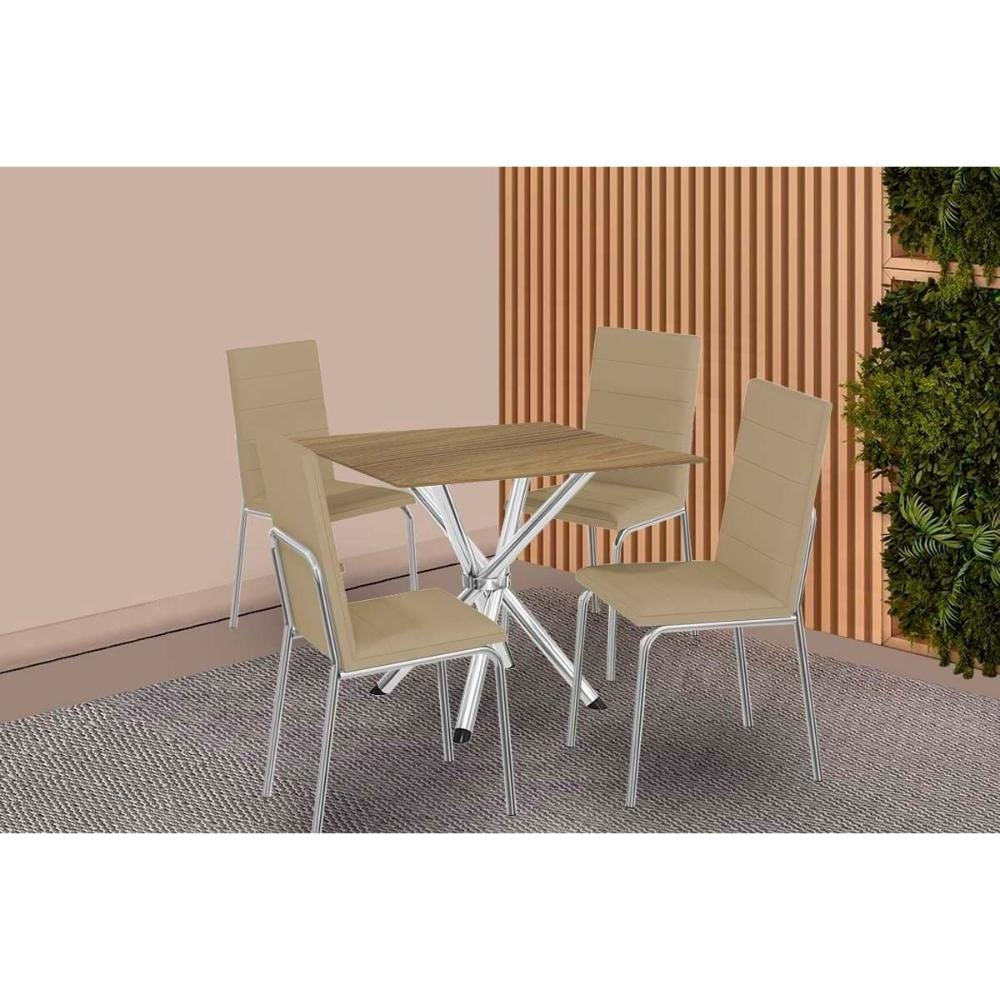 Mesa Jantar Volga 90 + 4 Cad Amsterdã Cromado Kappesberg