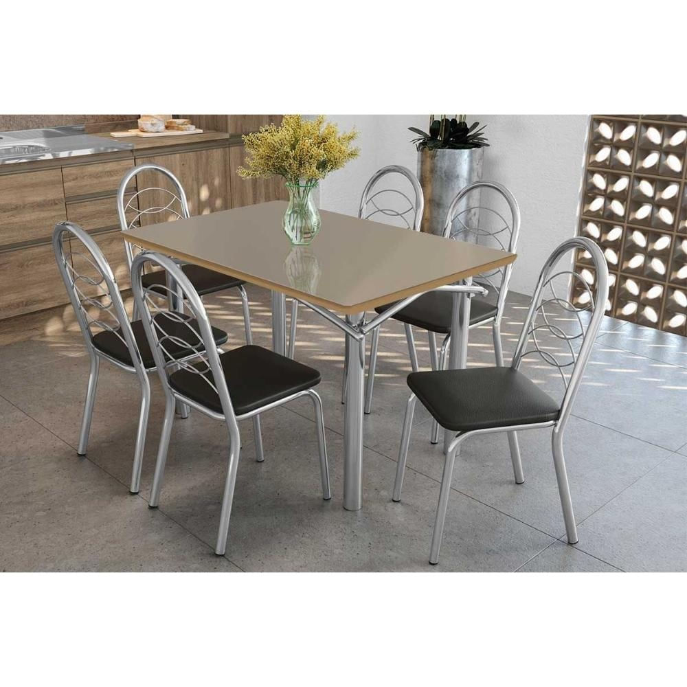 Mesa Sala Elba 120 + 6 Cad Holanda Cromado Kappesberg
