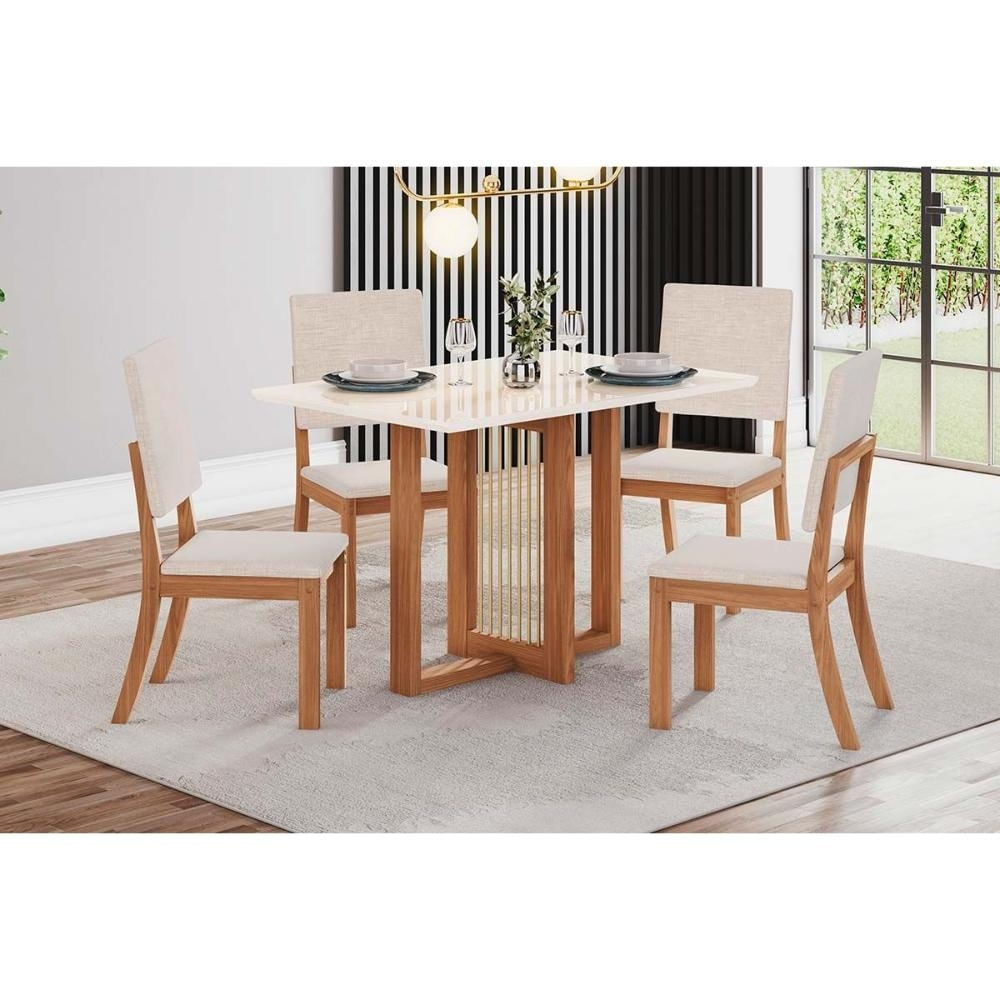 Mesa Sala Natalí 120 + 4 Cad Milla Nature/Light Henn