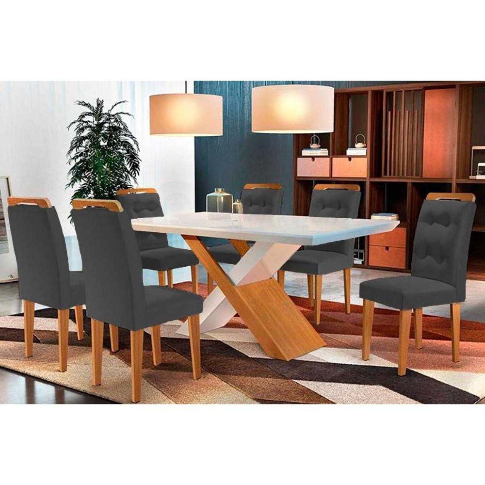 Mesa Sala Imperatriz 180 + 6 Cadeiras Capuccino Rufato