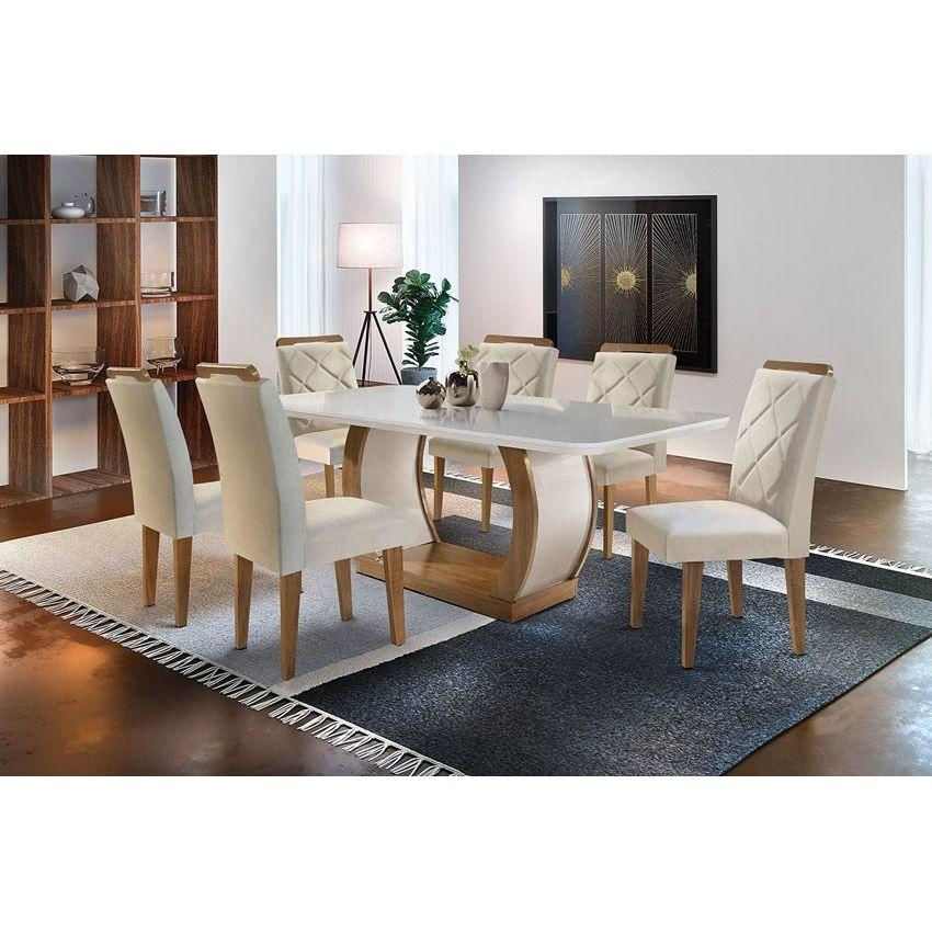 Sala Jantar Mesa Jade + 6 Cad Melissa Capuccino/Creme Rufato