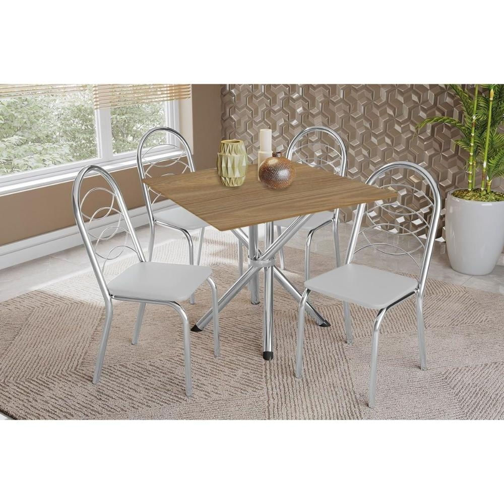 Mesa Sala Volga 90 + 4 Cad Holanda Cromado Kappesberg