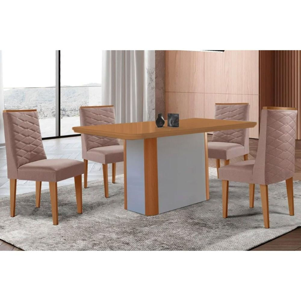 Mesa Sala Pietá 180 + 4 Cad Dafne Natural/Capucci Rufato