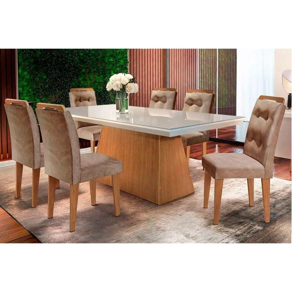 Mesa Cozinha Luna 180 + 6 Cad Imperatriz Capuccino Rufato