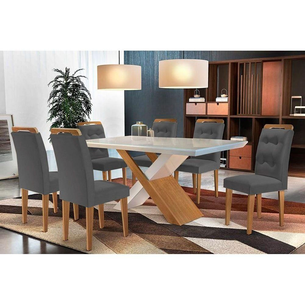 Mesa Sala Imperatriz 180 + 6 Cadeiras Capuccino Rufato