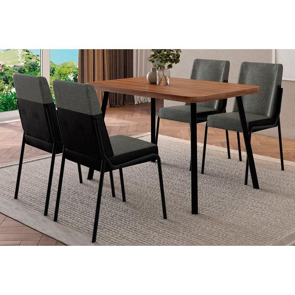 Mesa Cozinha Stellar 120 + 4 Cad Hug Rose/Grafite Carraro