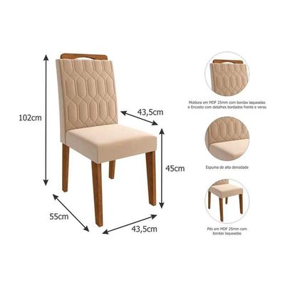 Mesa Sala Adele 130 + 4 Cad Paola Carvalho/Bege Cimol