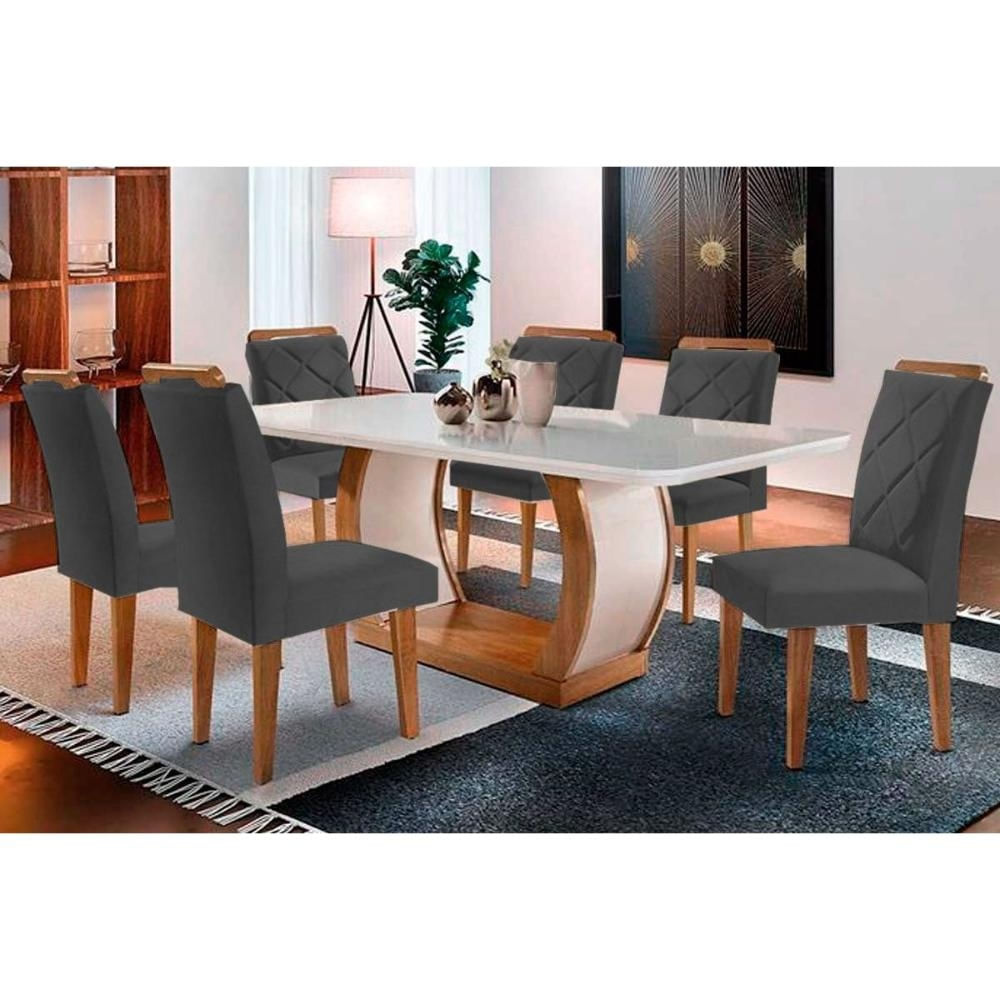 Mesa Sala Jade 180 + 6 Cad Melissa Capuccino Rufato