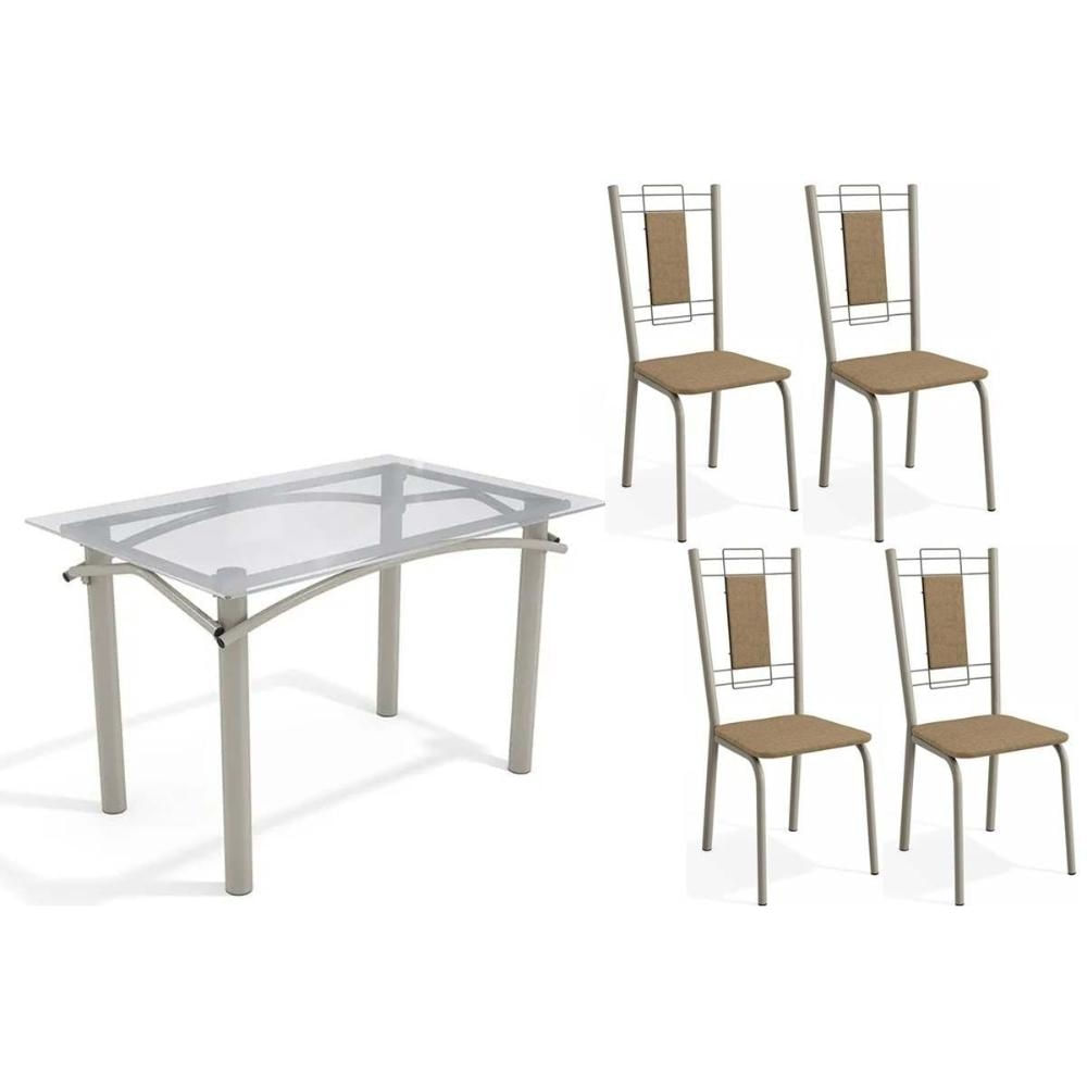 Mesa Sala Elba 120 + 4 Cad Florença Niquel/Cap Kappesberg
