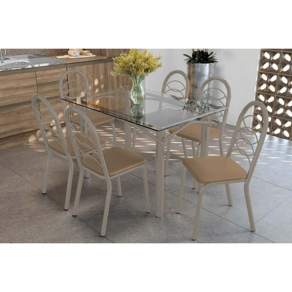 Mesa Sala Elba 120 + 6 Cad Holanda Niquel/Cap Kappesberg