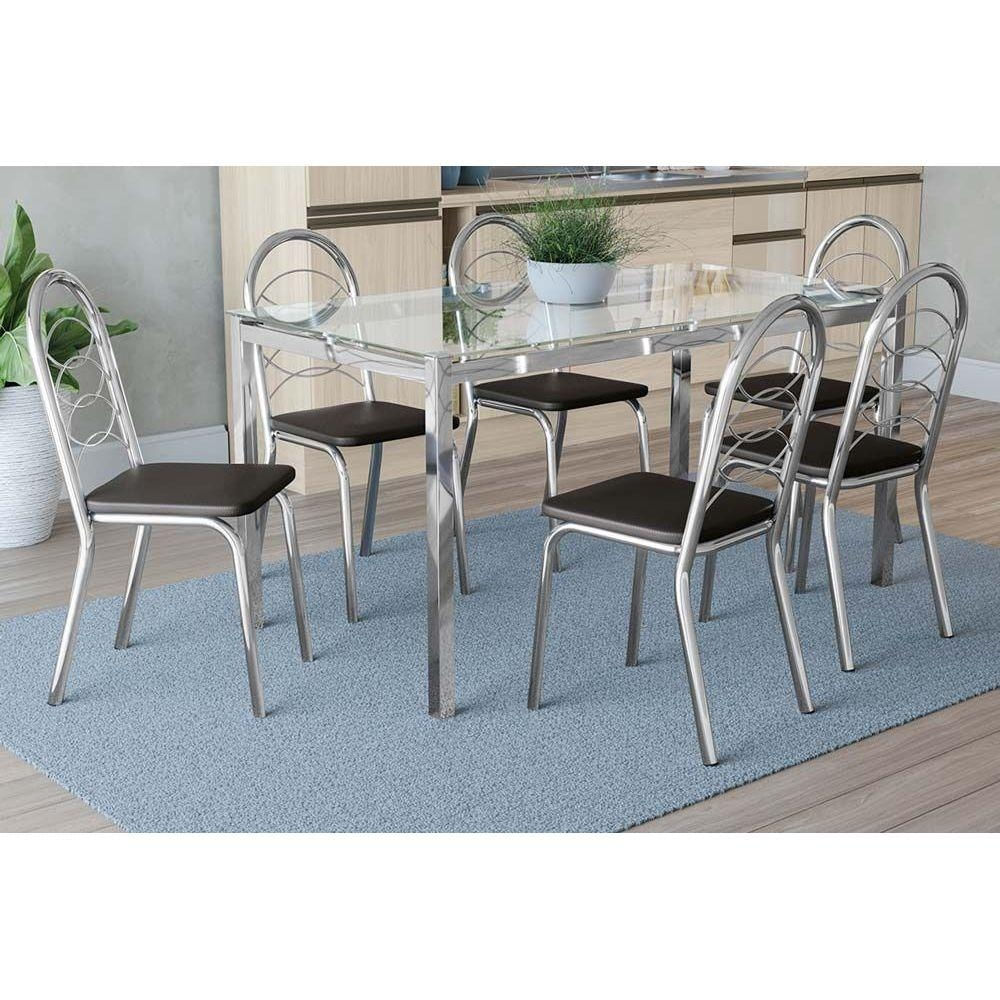 Mesa Sala Reno 150 + 6 Cad Holanda Cromado Kappesberg