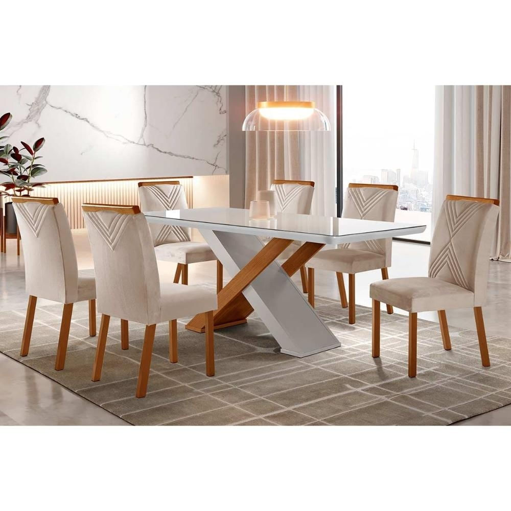 Mesa Cozinha Imperatriz + 6 Cad Amsterdã Capuccin Rufato