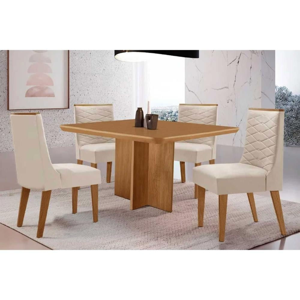 Mesa Sala Berlim 90 + 4 Cad Maldivas Natura/Creme Rufato