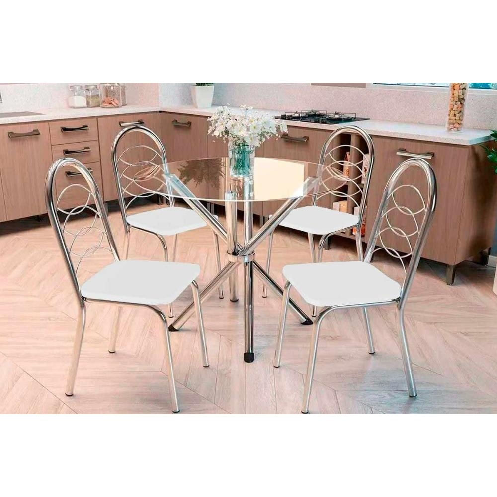 Mesa Sala Volga 95 + 4 Cad Holanda Cromado Kappesberg
