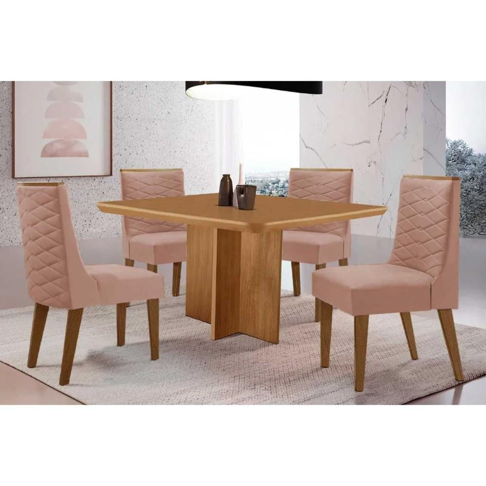 Mesa Sala Berlim 90 + 4 Cad Dafne Natural/Capucci Rufato