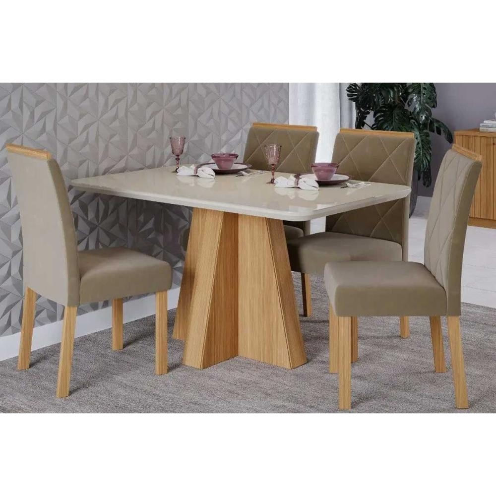 Mesa Sala Maitê 130 + 4 Cad Fernanda Nature/Capucci Cimol
