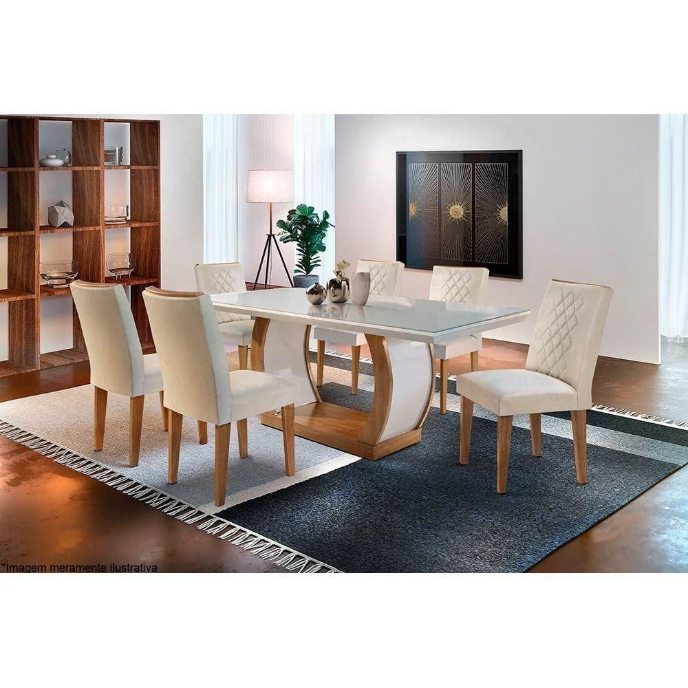 Mesa Sala Jade 180 + 6 Cad Jade Capuccino Rufato