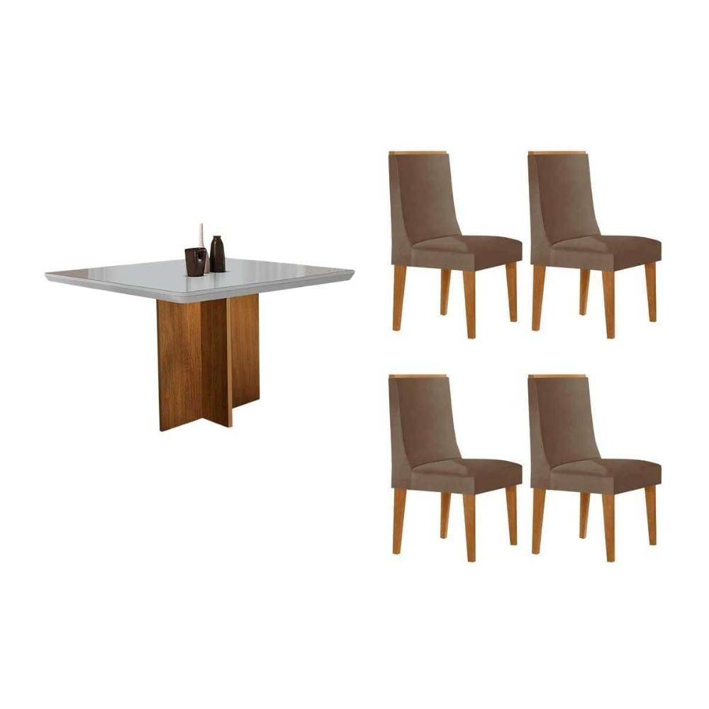 Mesa Sala Berlim 90 + 4 Cad Dakota Naturale Rufato