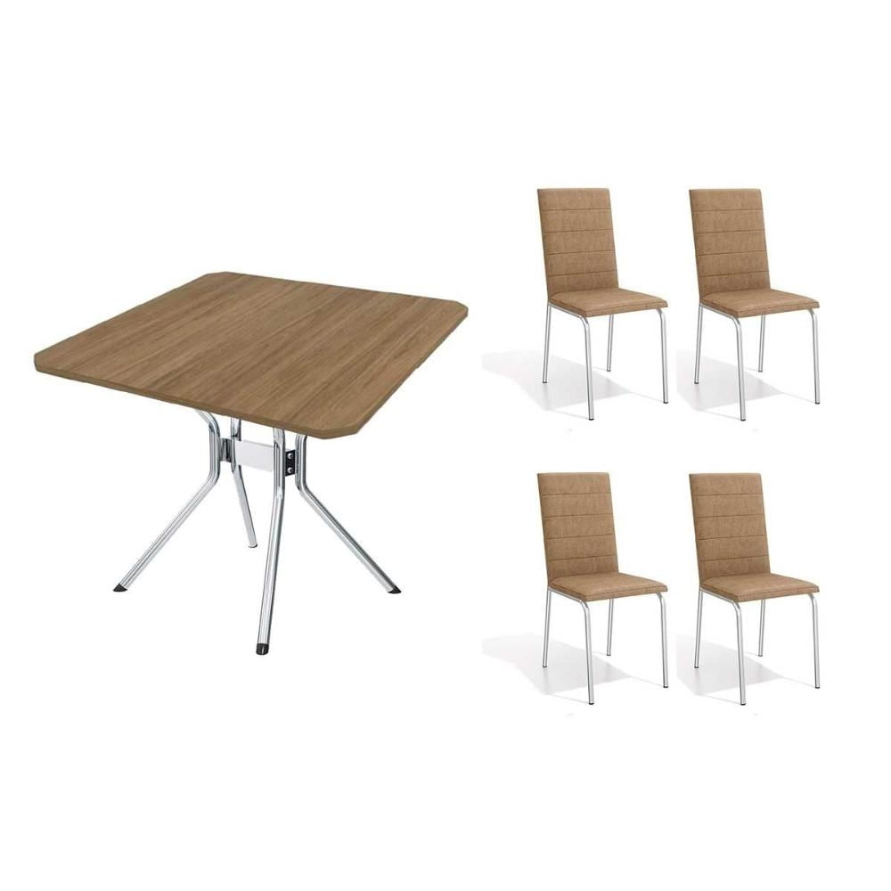 Mesa Sala Loire 90 + 4 Cad Amsterdã Cromado Kappesberg