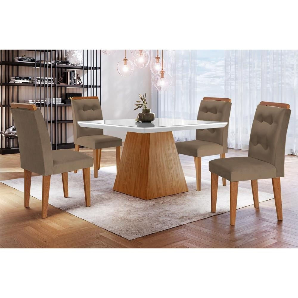 Mesa Cozinha Luna 90 + 4 Cad Imperatriz Capuccino Rufato