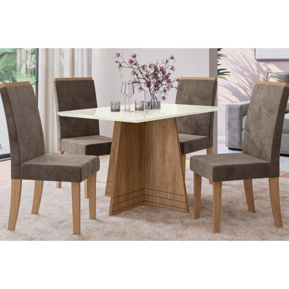 Mesa Sala Lótus 105 + 4 Cad 142 Nogueira Kappesberg