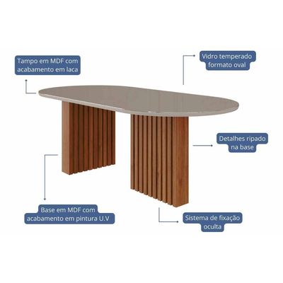 Mesa Sala Ester 210 + 6 Cad Juliana Cinamomo/Bege Cimol