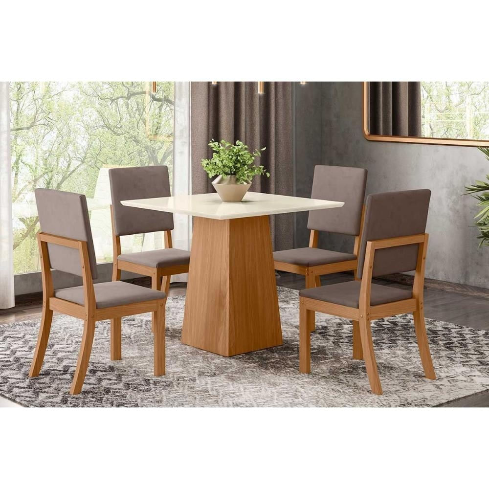 Mesa Sala Dora 90 + 4 Cad Milla Nature/Amêndoa Henn