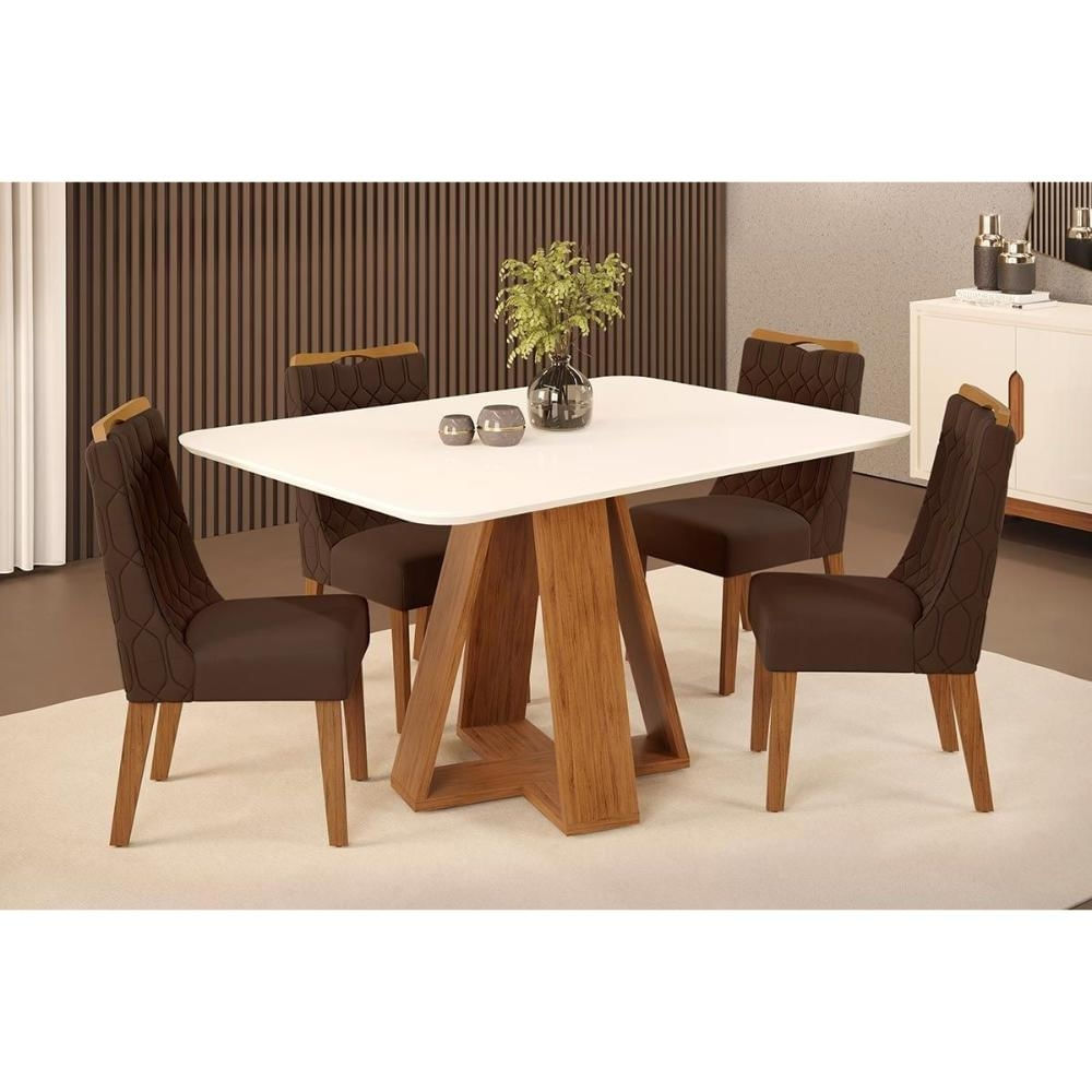 Mesa Cozinha Celeste 120 + 4 Cad Bia Freijo DJ Móveis