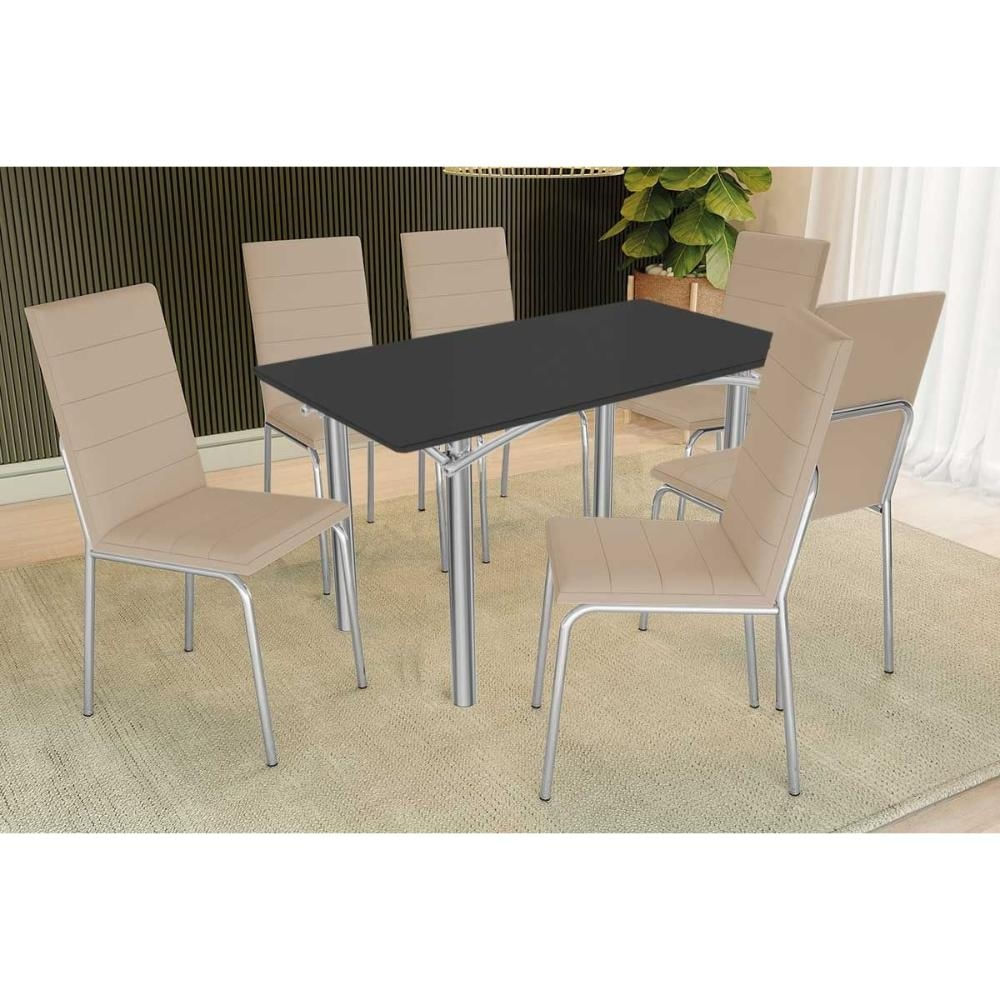 Mesa Jantar Elba 160 + 6 Cad Amsterdã Cromado Kappesberg