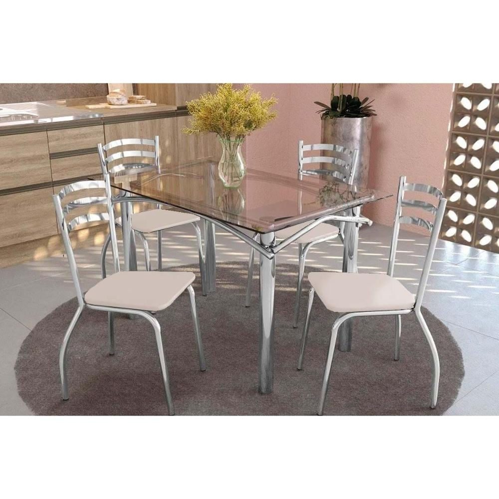 Mesa Sala Elba 120 + 4 Cad Portugal Cromado Kappesberg