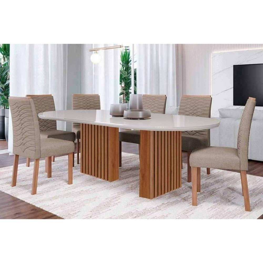 Mesa Cozinha Ester 210 + 6 Cad Clarice Cinamomo Cimol