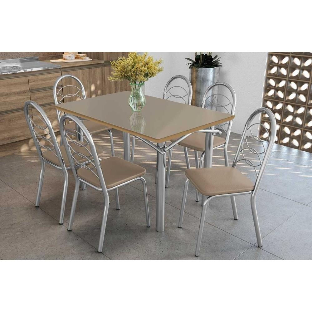 Mesa Sala Elba 120 + 6 Cad Holanda Cromado Kappesberg